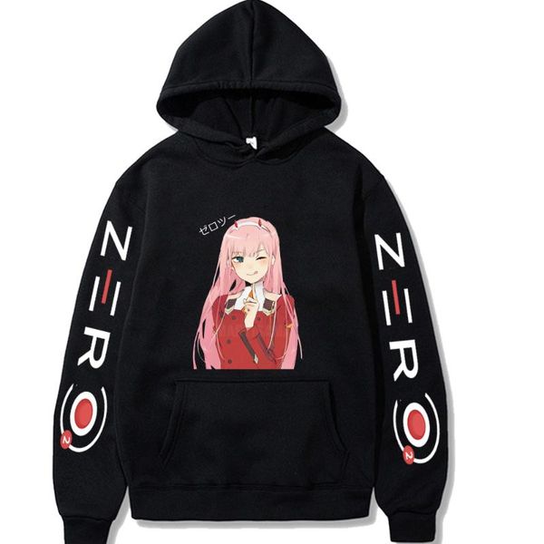 

men's hoodies & sweatshirts kawaii zero two darling in the franxx japan anime harajuku cartoon casual high street winter fashion women, Black