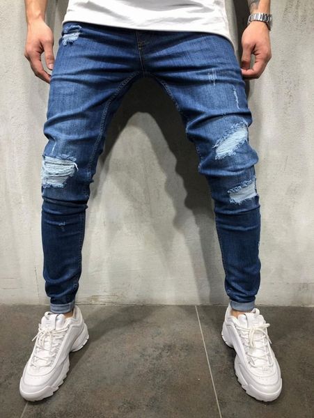 

men ripped washed jeans 82ia#, Blue