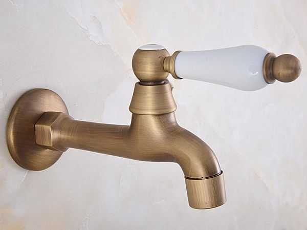 

bathroom sink faucets antique brass wall mounted single ceramic handle mop pool faucet /garden water tap / laundry taps mav312