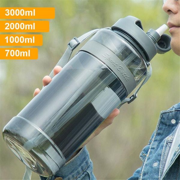 

water bottle bpa 700-3000ml with straw outdoor travel sports kettle large capacity drinking sucker bottles