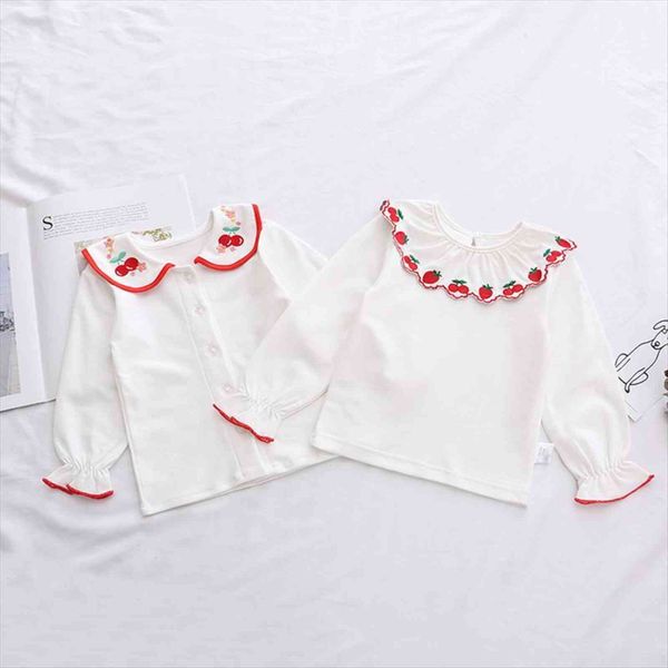 

baby girl cotton spanish shirt toddler boutique clothes infant spain outfit spring newborn strawberry embroidered top, Blue