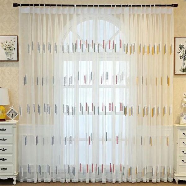 

curtain & drapes rice embroidered sheer for living room pastoral rural countryside mesh french window drape m161c