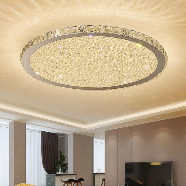 

crystal modern led ceiling lights for living room bedroom home lighting fixtures remote dimming stainless steel ceiling lamp