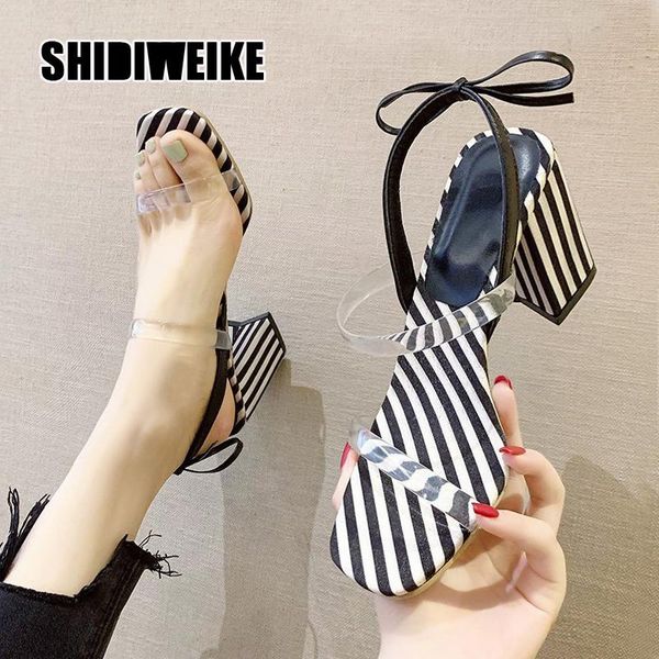 

new pvc women sandals zebra pattern high heels waterproof female transparent fashion shoes sandalia feminina va720, Black