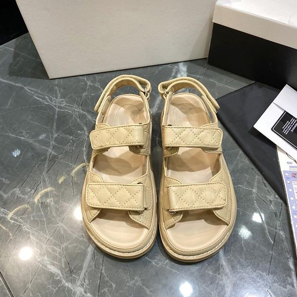 

sandals hook-loop flat summer casual beach outdoor woman shoes fashion luxury designer brand sandalias de verano para mujer, Black