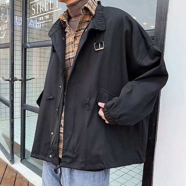 

2021 spring and autumn new denim jacket men's fashion korean loose leisure youth student coat, Black;brown