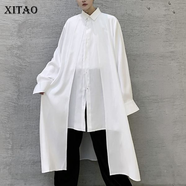 

xitao style medium blouse casual patchwork full sleeve loose solid color shirt women spring new yamamoto style dmy3984 210225, White