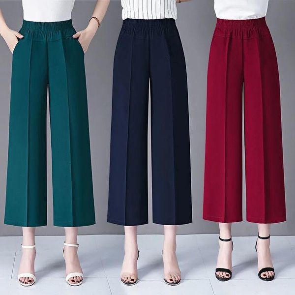 

women's leggings large size mom wide-legged pants summer black high-waisted loose-fitting casual middle-aged and elderly