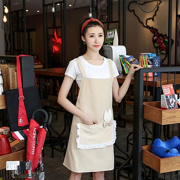 

korean cute strapless sleeveless fabric apron women men cooking chef kitchen home restaurant bib aprons dress with pocket gift