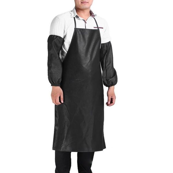 

waterproof men stain-resistant leather aprons kitchen dishwashing bbq bib