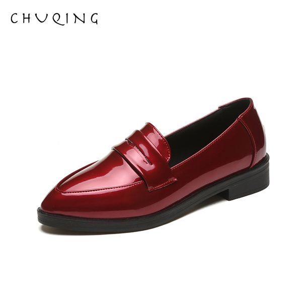 

2021 new chuqing high women patent leather single woman shoes thick heels pointed toe pumps afzp, Black