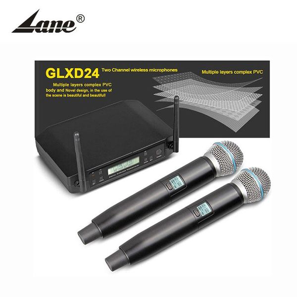 

microphones portable uhf microphone system with carry case 2 metal handheld mic cordless wireless for stage church wedding