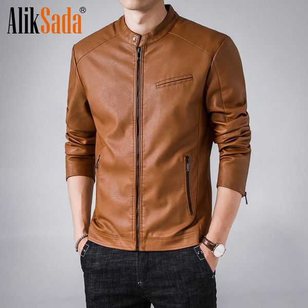 

men's fur & faux aliksada 2021 autumn men vintage fleece leather jackets coat winter brand casual motor outfit, Black