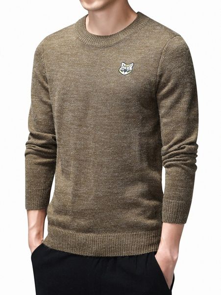 

men animal embroidery space dye sweater without shirt 84i0#, White;black