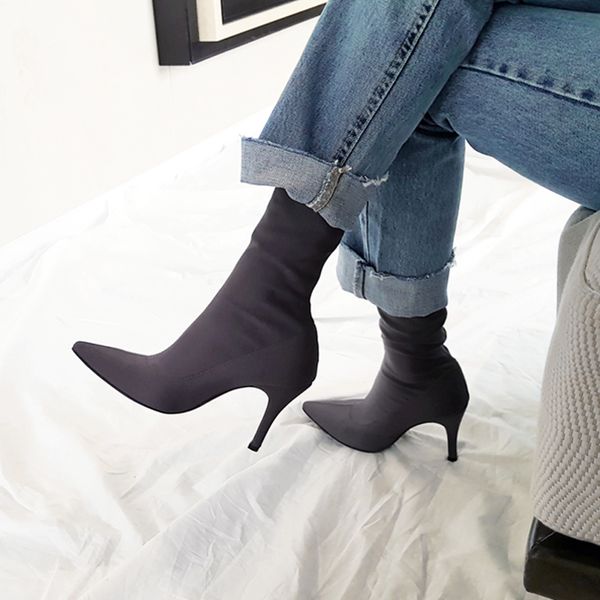 

women fall and winter tights knitted or crocheted six inches/eight inches elastic boots thin heels women's socks size 3ek2, Black
