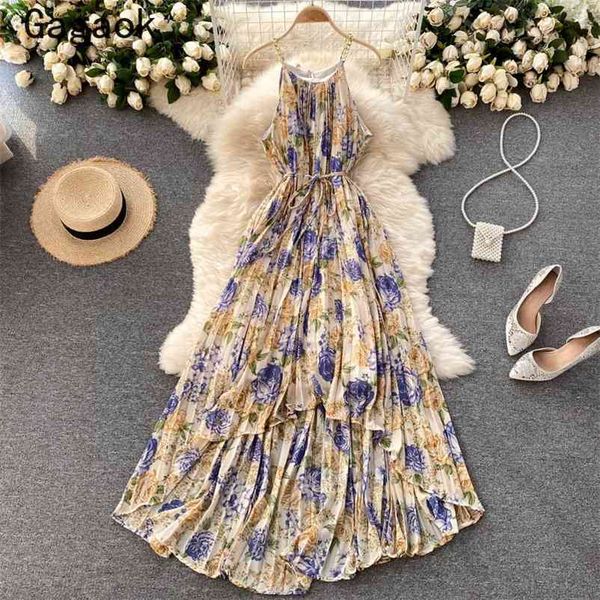 

woman dress summer o-neck spaghetti strap bohemian sleeveless maxi party dresses fashion chic wild vestidos 210531, Black;gray