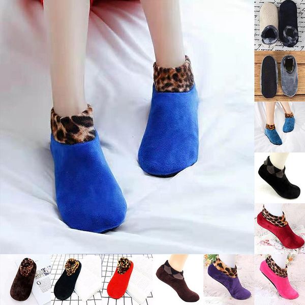 

socks & hosiery foot fashion warm non-slip thickened home floor women and comfortable leopard for men, Black;white