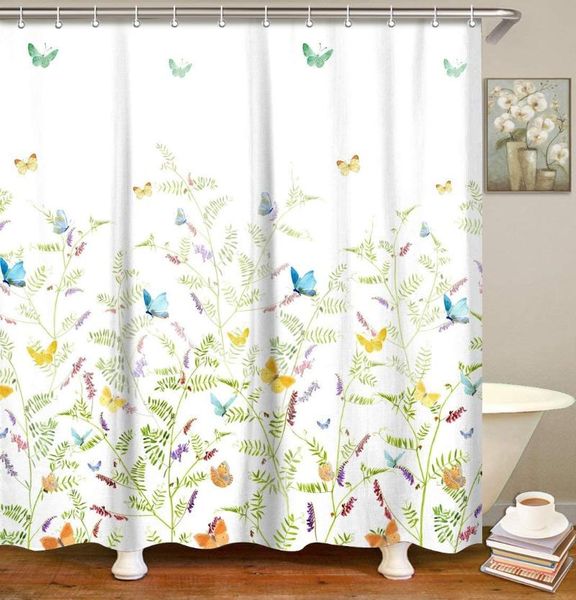 

shower curtains floral butterfly curtain set with 12 hooks 3d printing polyester fabric waterproof bath bathroom decor