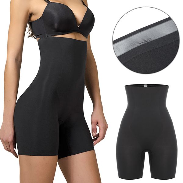 

thinstincts high waist shapewear panty shaper women tummy control slimming underwear shaping briefs butt lifter ice silk shorts, Black