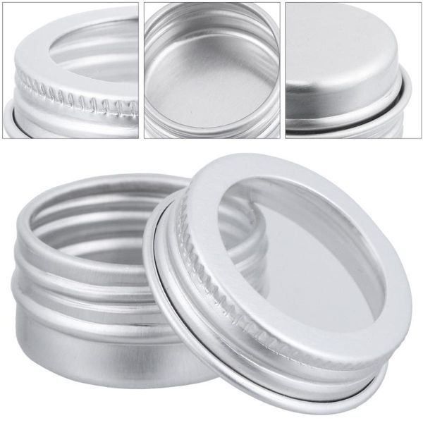 

storage bottles & jars 15pcs 5ml screw lid aluminum jar refillable containers clear round boxes