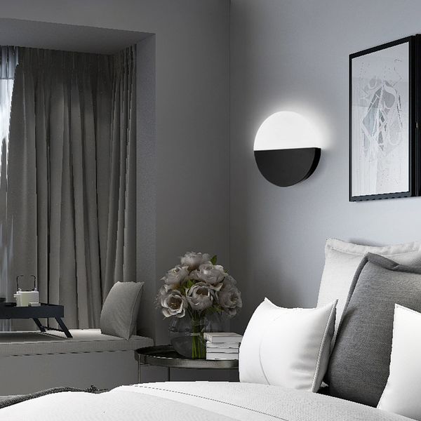 

2021 new modern decorative led light for home black white mount nordic wall moon l bedside aplique pared round vey1