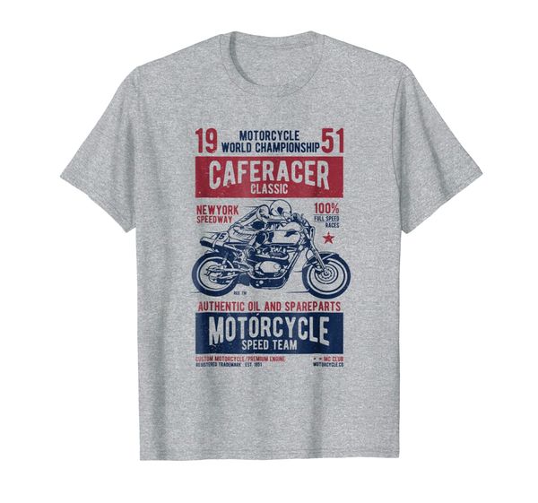 

vintage style motorcycle shirt for cafe racer bikers tshirt, White;black
