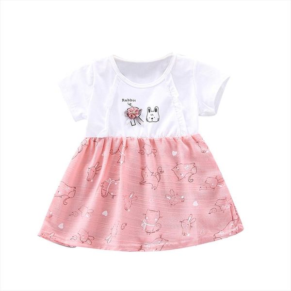 

girls newborn toddler summer girl dress clothes baby kids cartoon cat print princess dresses for children 1 2 3 years, Red;yellow