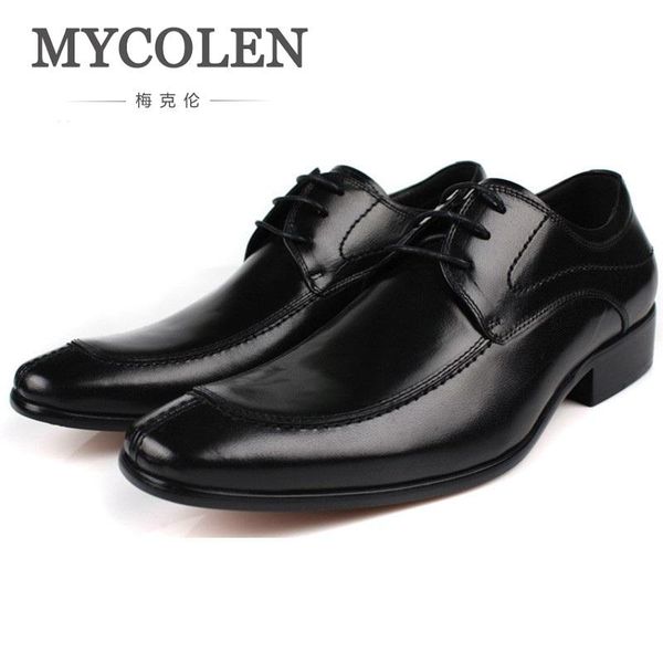 

dress shoes mycolen european style mens genuine leather fashion business casual men personalized patchwork shoe, Black