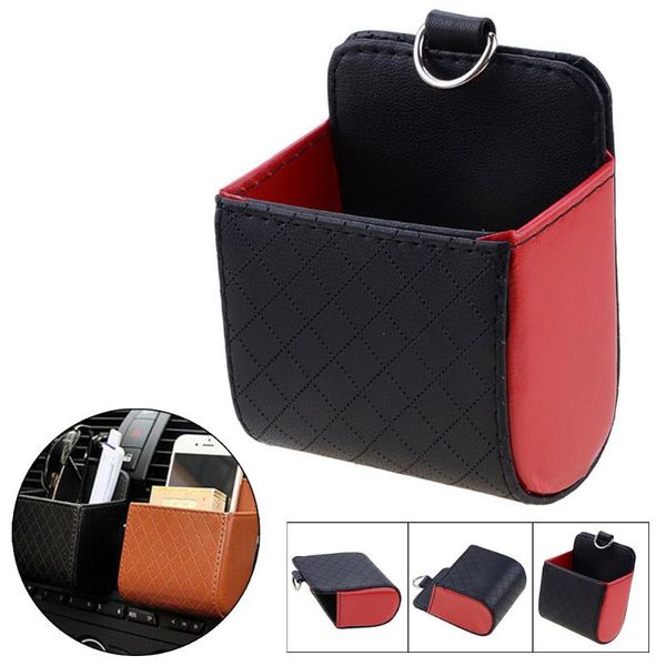 

car organizer universal air vent storage box pocket pu leather pouch bag phone holder case container