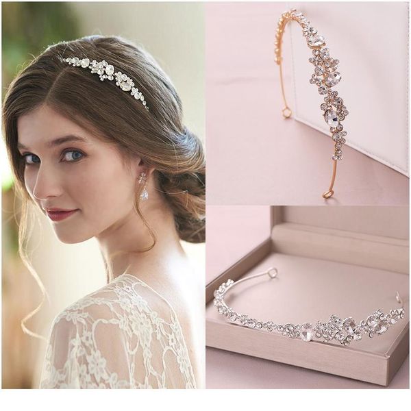 

trendy wedding headband gold baroque rhinestone crystal headwear queen tiara bridal headdress jewelry wedding hair acc jllorl, Silver