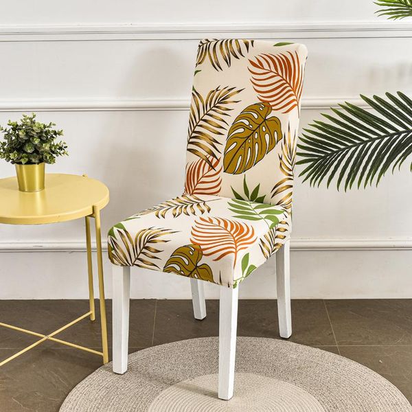 

chair covers leaves printed dining room cover spandex elastic for wedding office banquet chairs slipcovers decoration