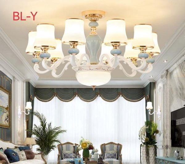 

pendant lamps european style duplex building large chandelier living room lamp simple modern villa dining hall aisle overhead chandeliers