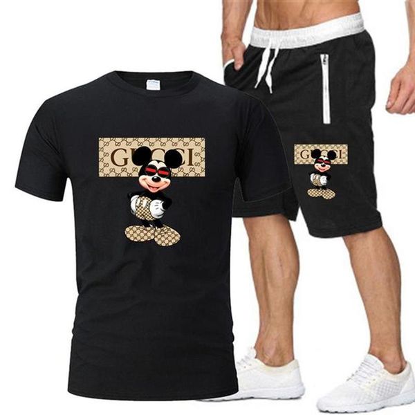 

men's tracksuits 2021 -selling summer t-shirt pants set casual brand fitness jogger t shirt hip hop fashion, Gray