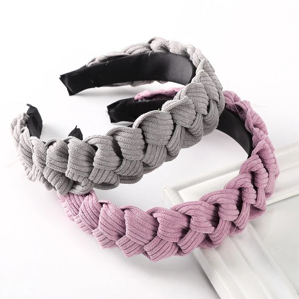 

wide knitting headbands women fashion hair band hair hoop for girls solid color autumn winter new hair accessories, Slivery;white