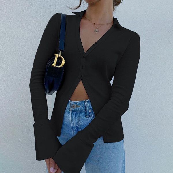 

women's t-shirt womens t shirt v-neck solid color temperament commuter slim fit short for women, White