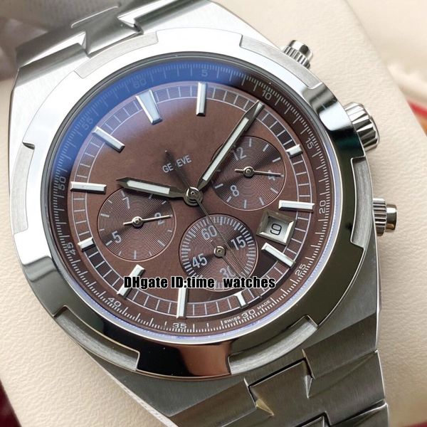 

42mm 5500v/110a-b147 overseas automatic men's watch silver case brown dial stainless steel bracelet new gents sport watches 8 colors, Slivery;brown