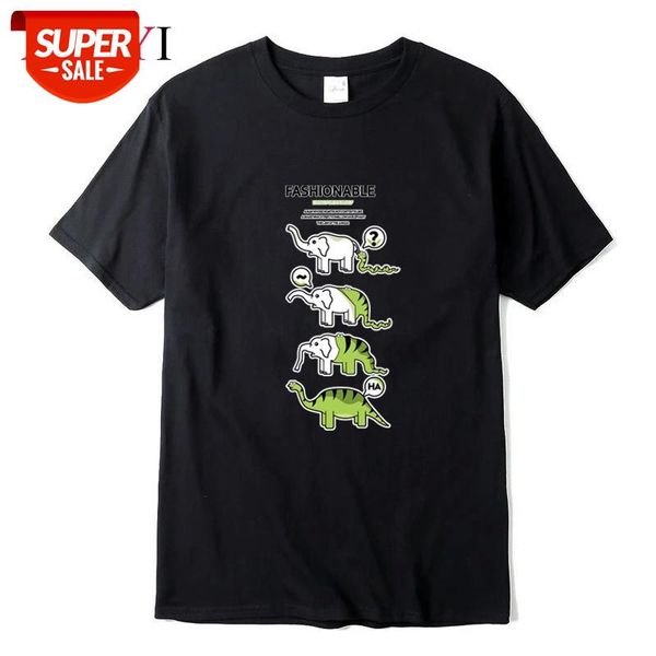 

xinyi men's t-shirt 00% cotton funny snake swallowing elephant print casual loose t shirt o-neck t-shirt men tee #9k6d, White;black