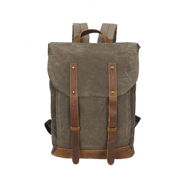 

batik - retro canvas men's backpack, waterproof, outdoor, travel, shoulder, wax oil