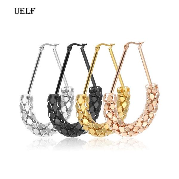 

hoop & huggie uelf 2021 big circle round earrings for women's fashion statement golden punk charm party jewelry, Golden;silver