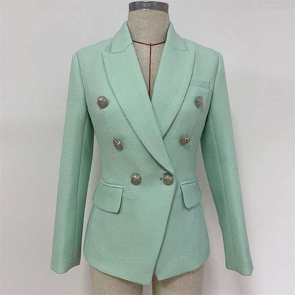 

women high-end jacket style temperament long-sleeved slim ladies blazer for autumn and winter classic small suit mint green 210527, White;black