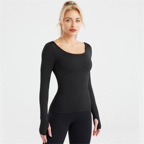 

yoga outfit women's wear naked feeling beautiful back quick-drying long-sleeved t-shirt for fitness women training sportswear