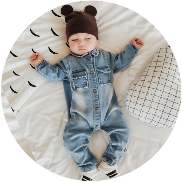 

2021 new soft denim baby romper graffiti cat infant clothes newborn jumpsuit babies boy girls costume cowboy fashion jeans children hpp4, Blue