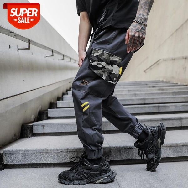 

2020 NEW Color Patchwork Camouflage Straight Fashion Mens Joggers Cargo Pants Casual Trousers Streetwear Zipper Pockets Safari #N386, Black
