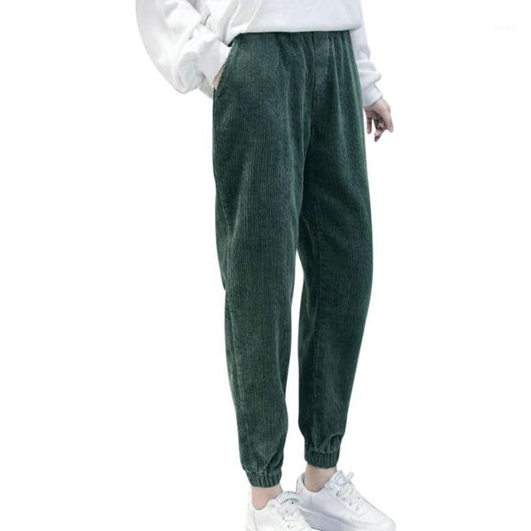 

womens autumn and winter corduroy jeggings high waist loose pocket harem pants 2020 spring new fashion casual trousers h11, Black;white