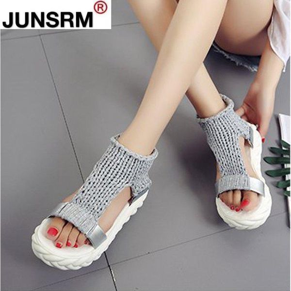 

sandals 2021 casual summer shoes women's comfortable wool platform knitted high heels gray rose red, Black