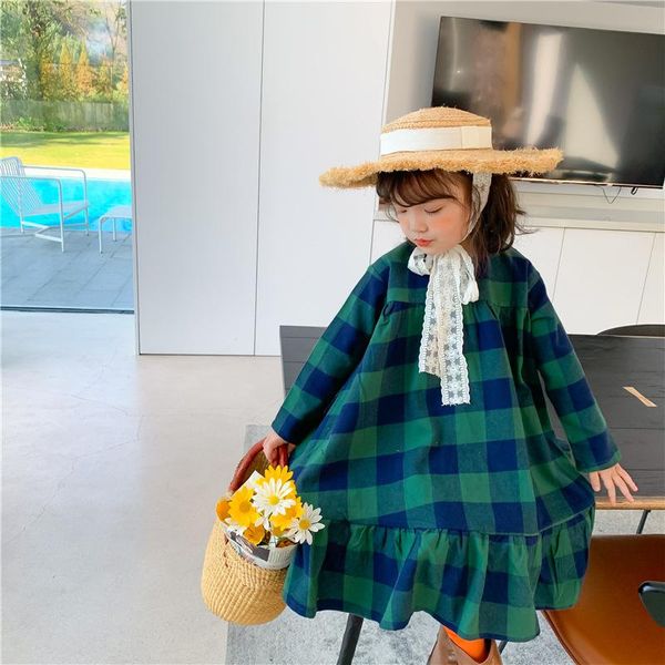 

girl's dresses yourseason 2021 fshion baby girls cotton plaid dress casual girl mid length cute spring summer, Red;yellow