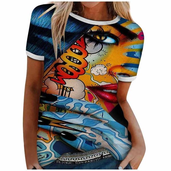 

women's blouses & shirts summer 3xl plus size vintage women abstract printed short sleeve tunic fashion patchwork shirt femme, White