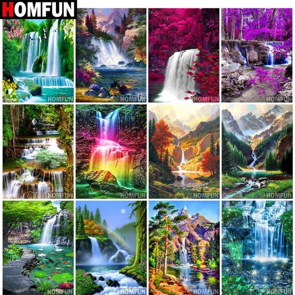 

diamond painting homfun full square/round drill 5d diy "landscap waterfall" 3d daimond embroidery rhinestone cross stitch decor