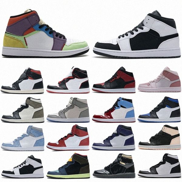 

1 1s high university blue mens shoes trainers sneakers 553f#, Black