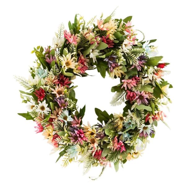 

decorative flowers & wreaths 18'' wild chrysanthemum flower wreath artificial leaf floral spring garland for front door wall home